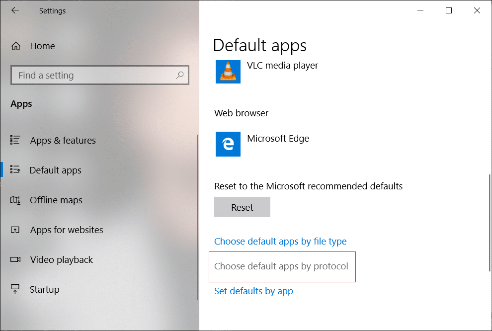 Click on Choose default apps by protocol at the bottom