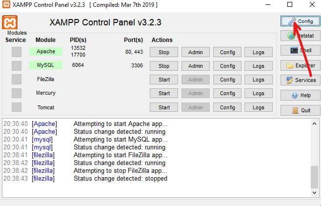 Click on Config button at the extreme right and service start automatically when you launch XAMPP