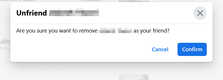 Click on Confirm to remove that friend