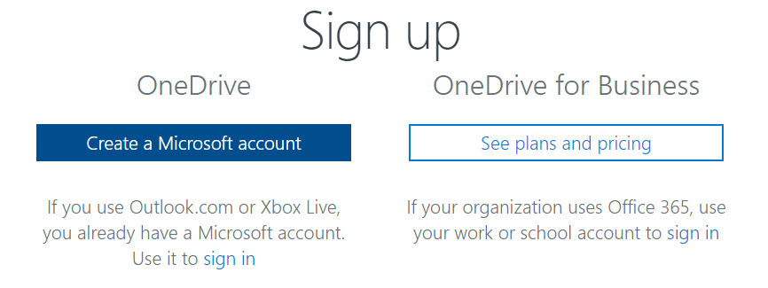 Click on Create a Microsoft account button