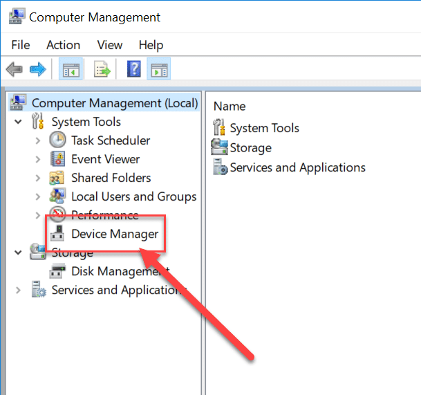 Click on Device Manager under the System Tools section
