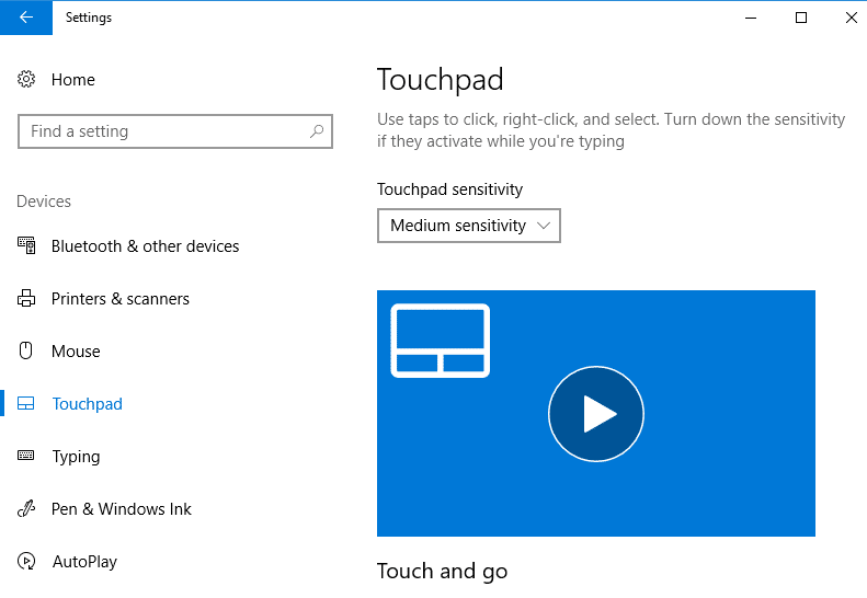 Click on Devices here will see Touchpad on the left pane