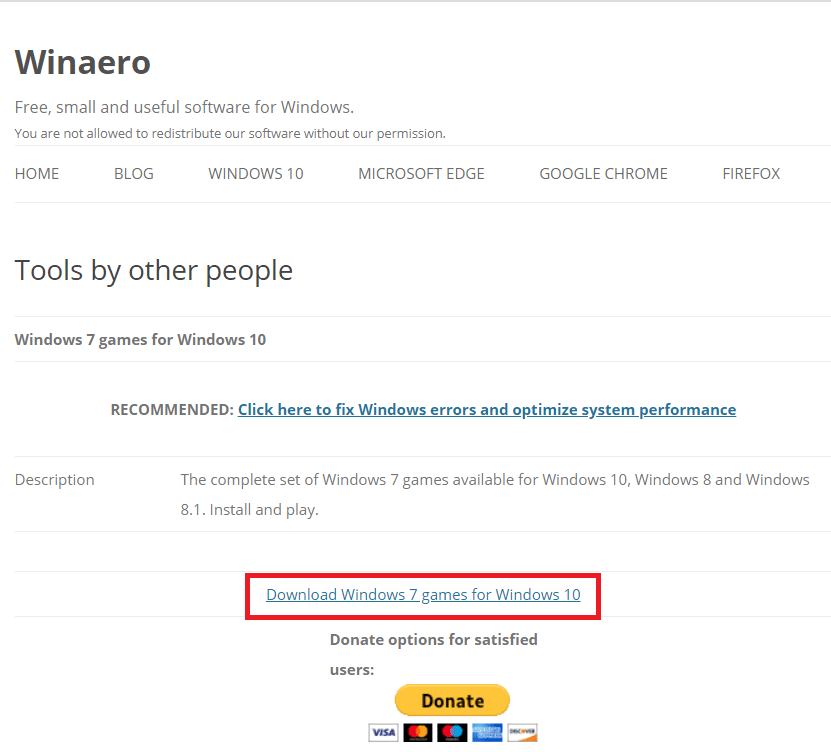 Click on Download Windows 7 games for Windows 10.