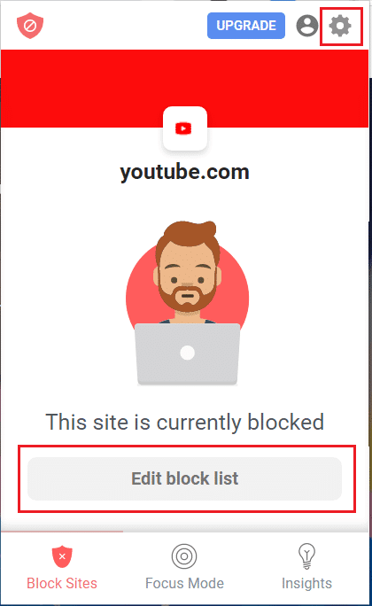 Click on Edit block list or Settings icon in BlockSite extension