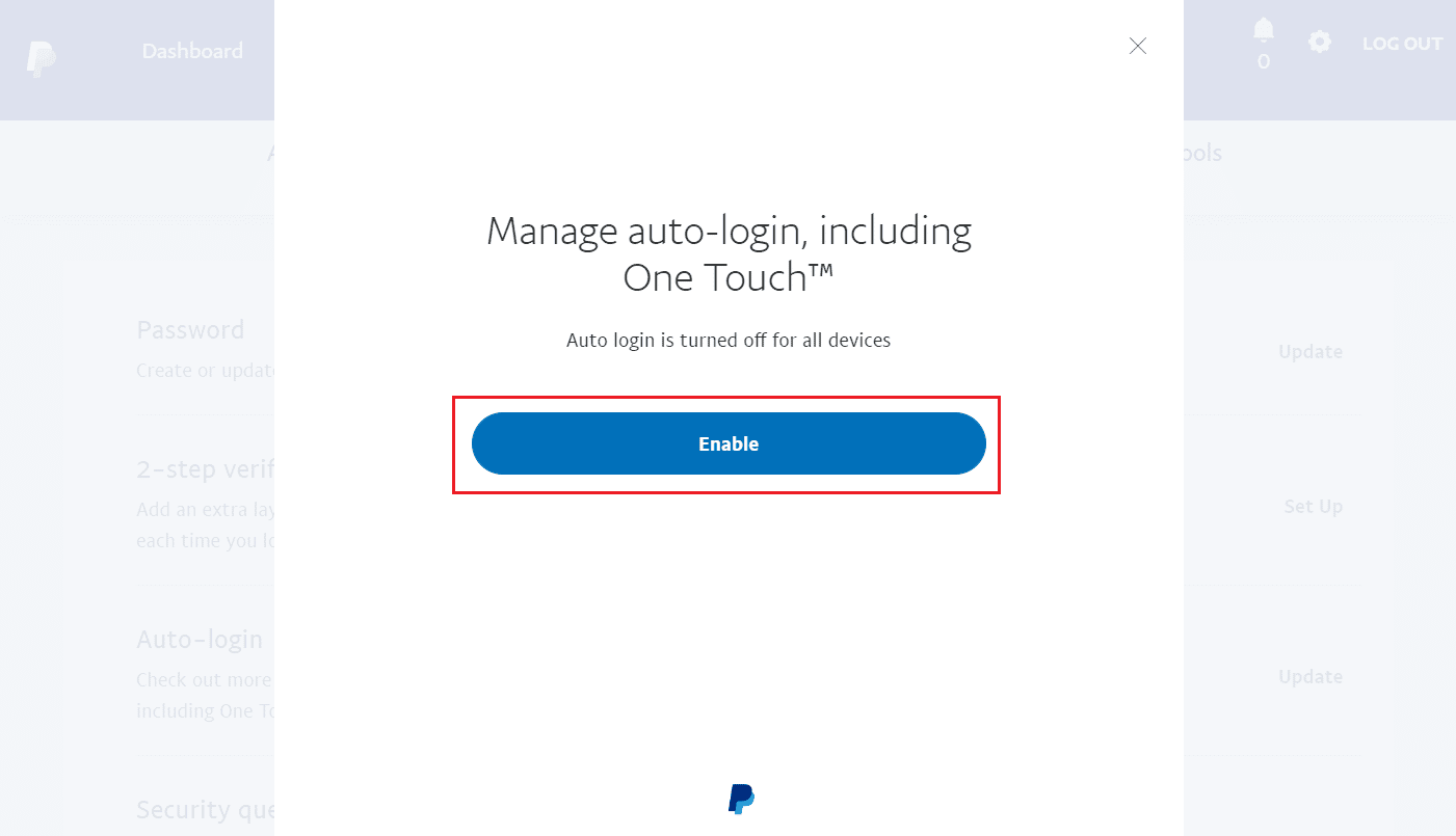 Click on Enable to turn on the auto-login for all your devices | How to Check PayPal Login Activity