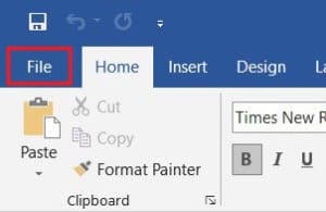 Click on FIle on the top right corner in Word | How to Print When You Don’t Have a Printer