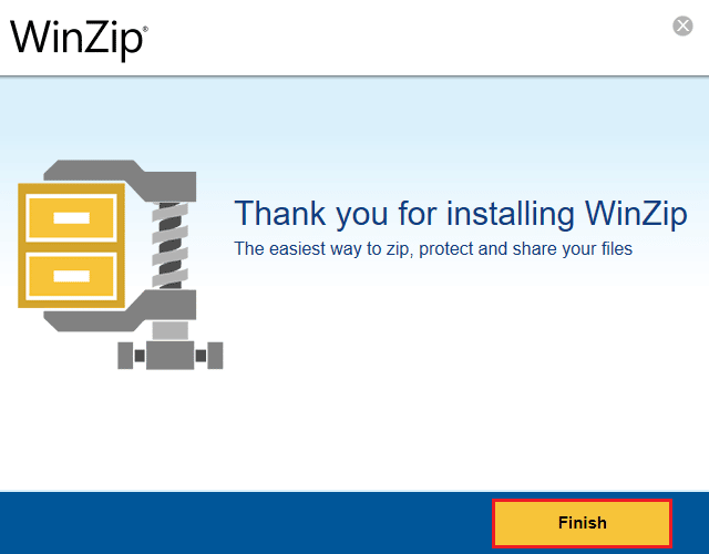 Click on Finish after installing WinZip. Best free zip file converter