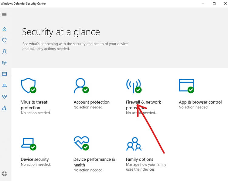Click on Firewall & network protection