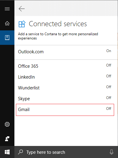 Click on Gmail under Connected services