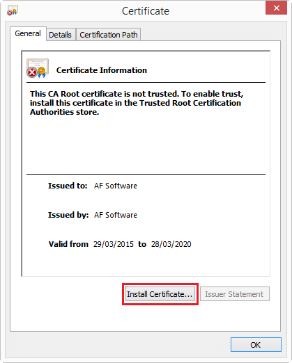 Click on Install Certificates