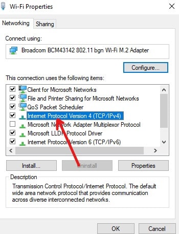 Click on Internet Protocol Version 4 (TCP/IPv4)