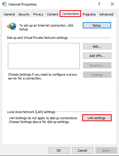 Click on LAN settings