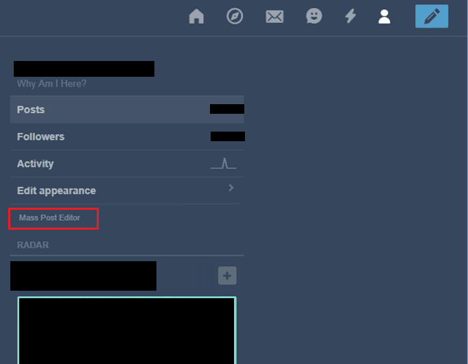 Click on Mass Post Editor | Why Can’t You Delete Your Tumblr Account? | disable safe mode on Tumblr