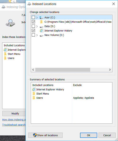 Click on Modify button then exclude the directory you find in resmon in disk tab