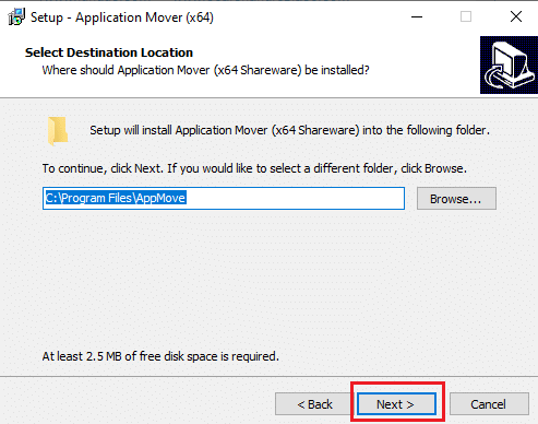 Save the Application Mover where you want and Click on Next button