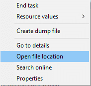 Click on Open file location option
