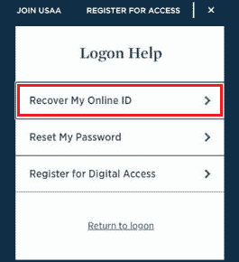Click on Recover My Online ID