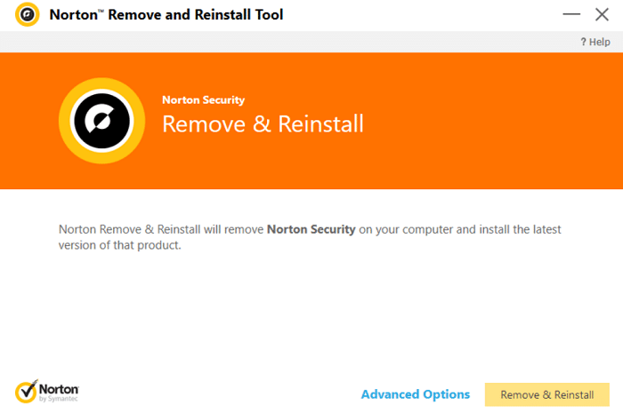 Click on Remove and Reinstall Norton