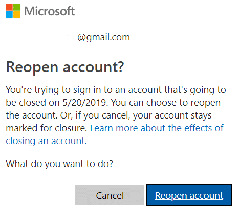 Click on Reopen account