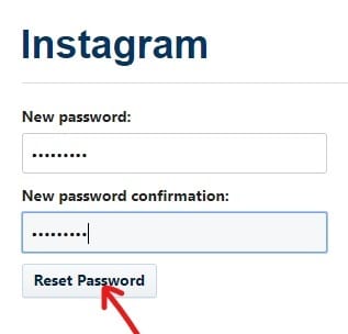 Click on Reset Password button | Reset Instagram Password