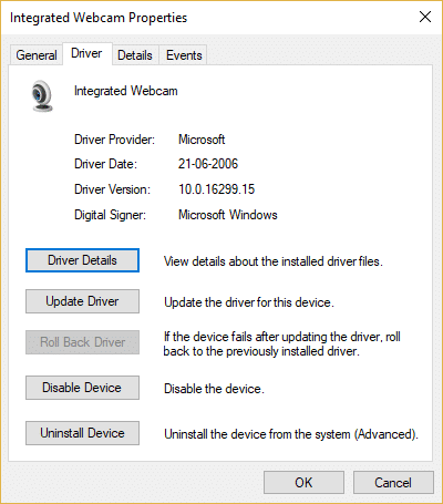 Click on Roll Back Driver under Driver tab