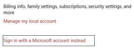 Click on Sign in with a Microsoft account instead