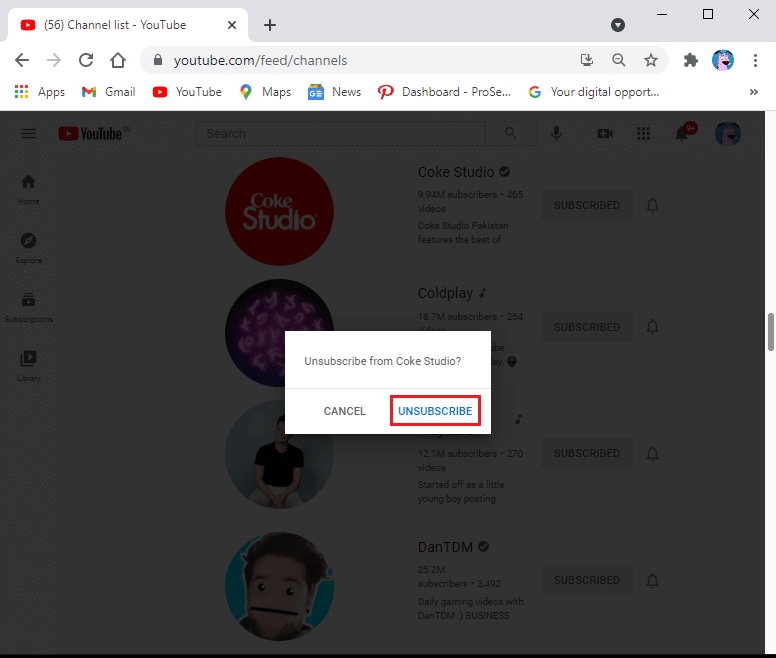 Click on UNSUBSCRIBE