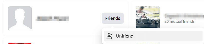 Click on Unfriend option