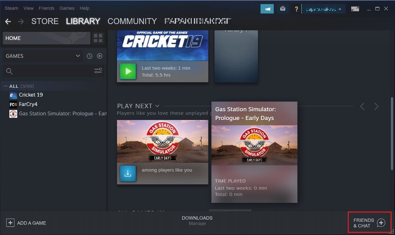 Click on friends and chat in bottom right corner of the screen