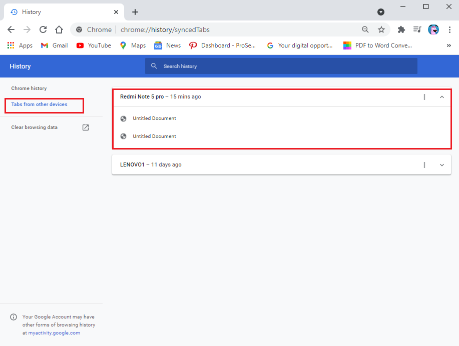 Click on list of websites to open it | How to Restore the Previous Session on Chrome