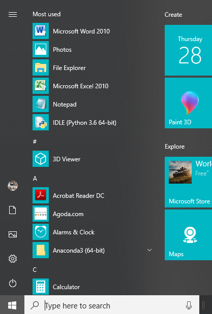 Click on start menu and then click on Power button available at bottom left corner