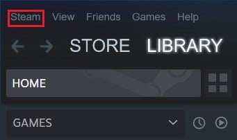 Click on steam on the top left corner