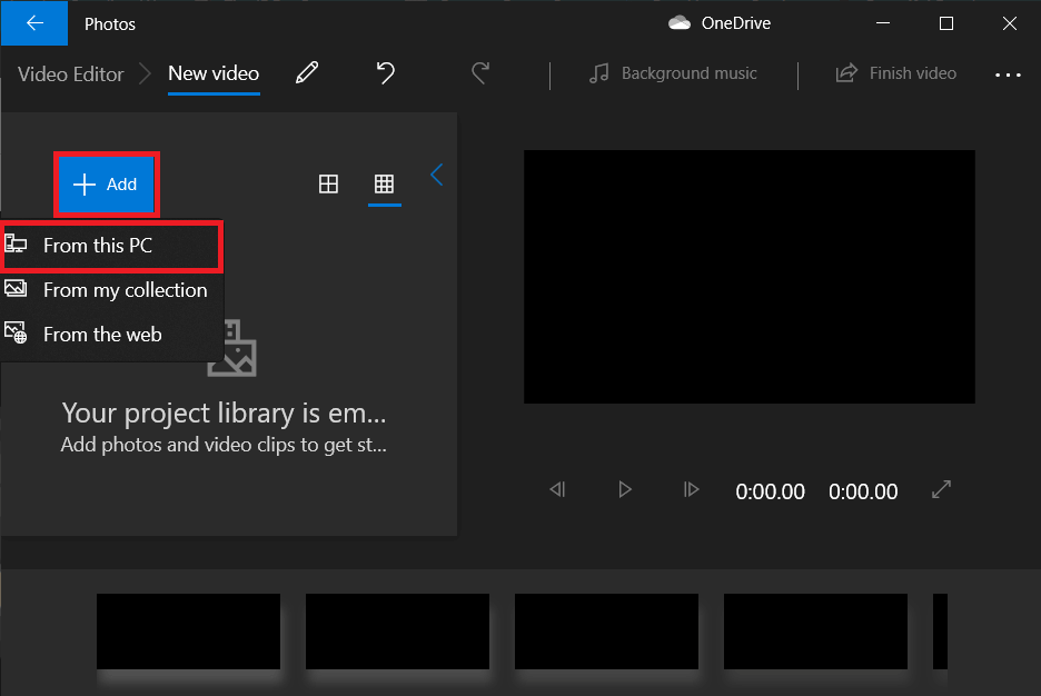 Click on the + Add button in the Project library pane and select From this PC