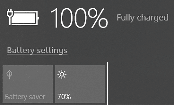 Click on the Brightness button under Power icon to adjust the brightness level