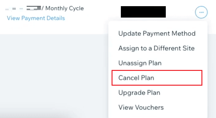Click on the Cancel Plan option