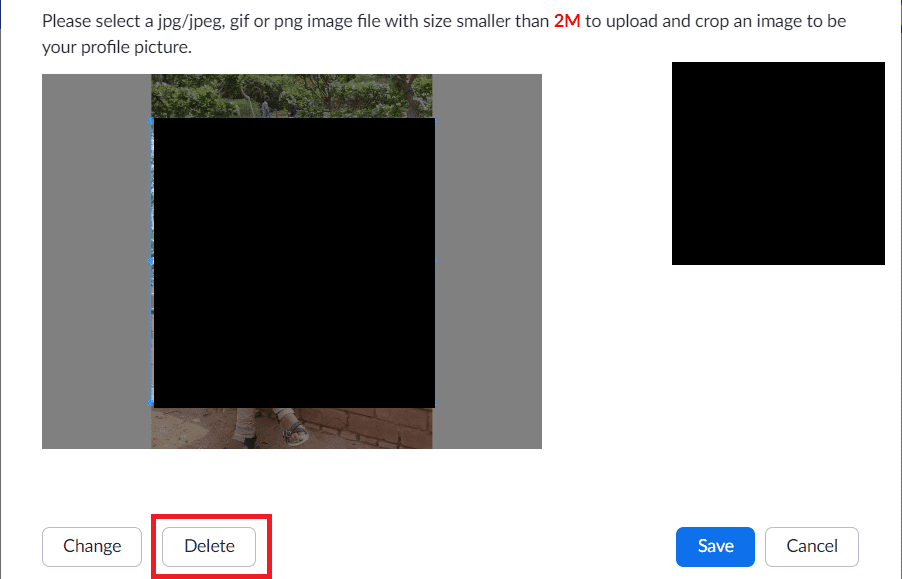 Click on the Delete option
