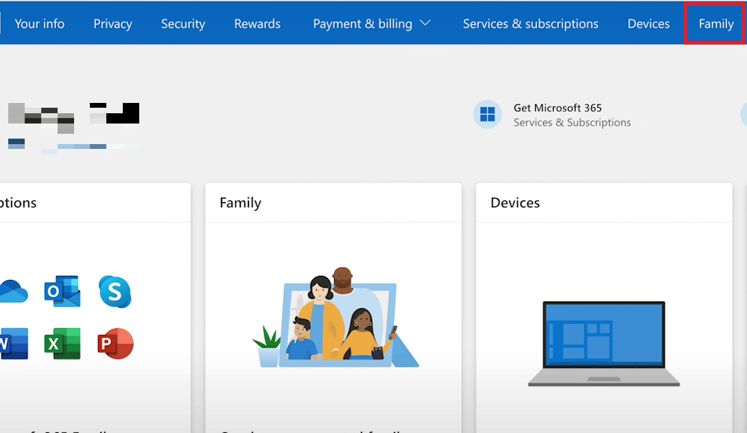 Clique na opção Família no canto superior esquerdo | Como faço para mudar minha conta do Xbox One de criança para pai