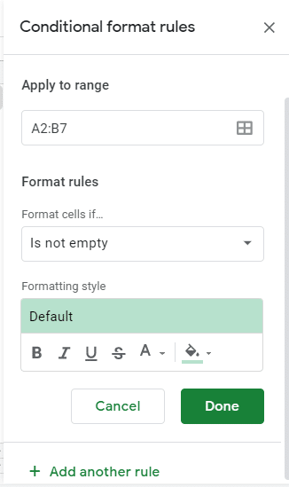 Click on the Format cells if… drop-down box