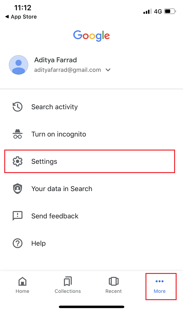 Click on the More option at the bottom of the screen then click on Settings. 