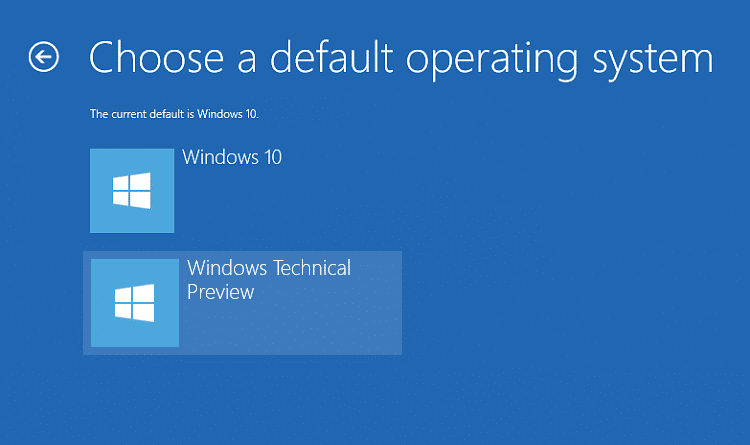 Click on the Operating System you want to set as default.