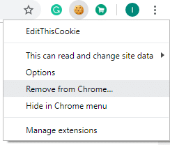 Click on the Remove from Chrome option from the menu that appears