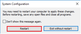 Click on the Restart button for the new changes to take effect. Fix Alps SetMouseMonitor Error in Windows 10