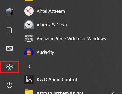 Click on the Settings icon just above the power off option