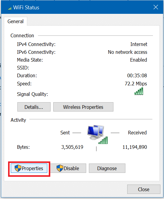Click on the Unidentified network, and click on Properties