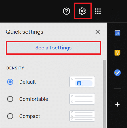 Click on the cogwheel Settings icon. Click on the See all settings button to continue