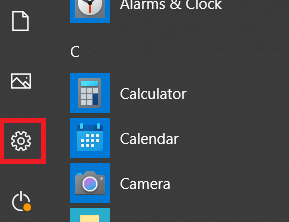 Click on the cogwheel icon to launch Windows Settings