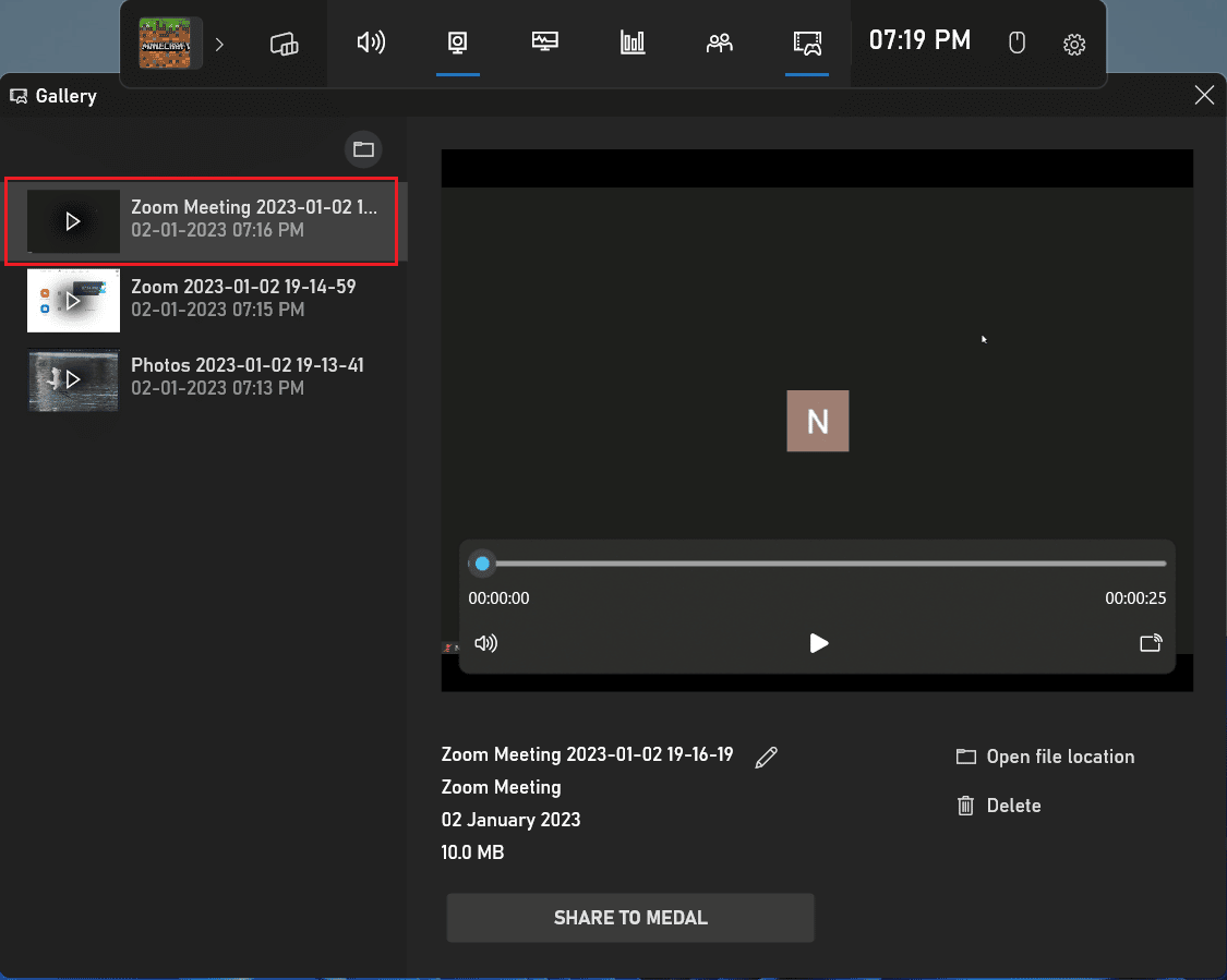 Click on the desired Zoom recording from the menu to see everyting that has been recorded