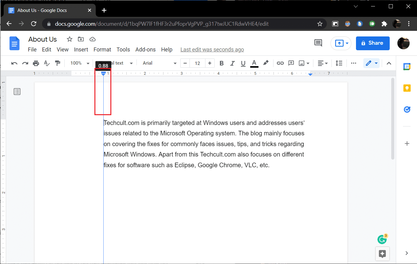 Click on the downward facing blue colored arrow and drag it in google docs. How to Create a Hanging Indent in Word and Google Docs