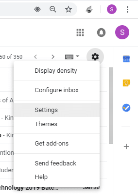 Click on the gear icon then select Settings under Gmail