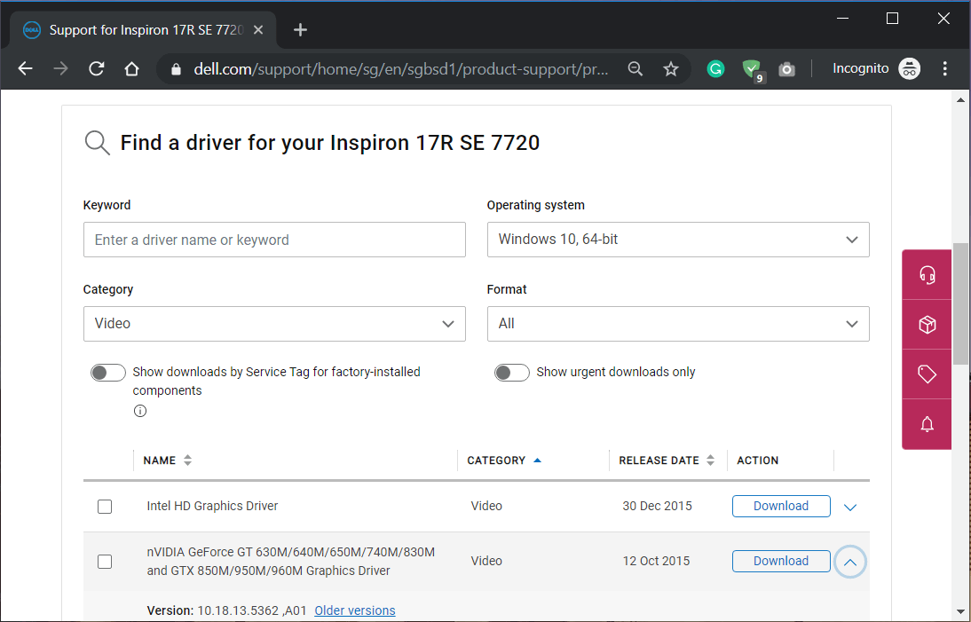 Click on the graphics card and download the recommended update